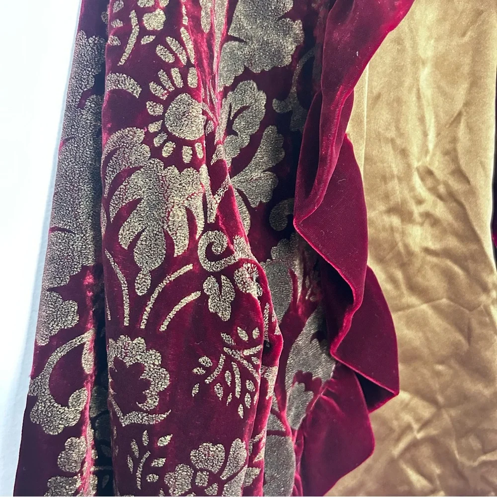 Mina Mann Velvet Brocade Ruffle Jacket Medium - Picture 6 of 9